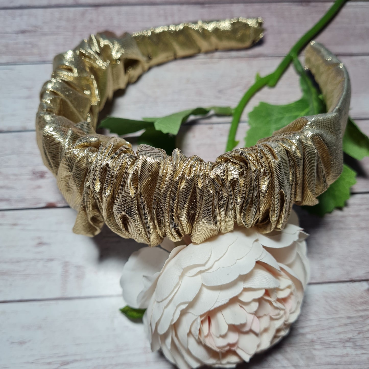 Gold scrunchie headband