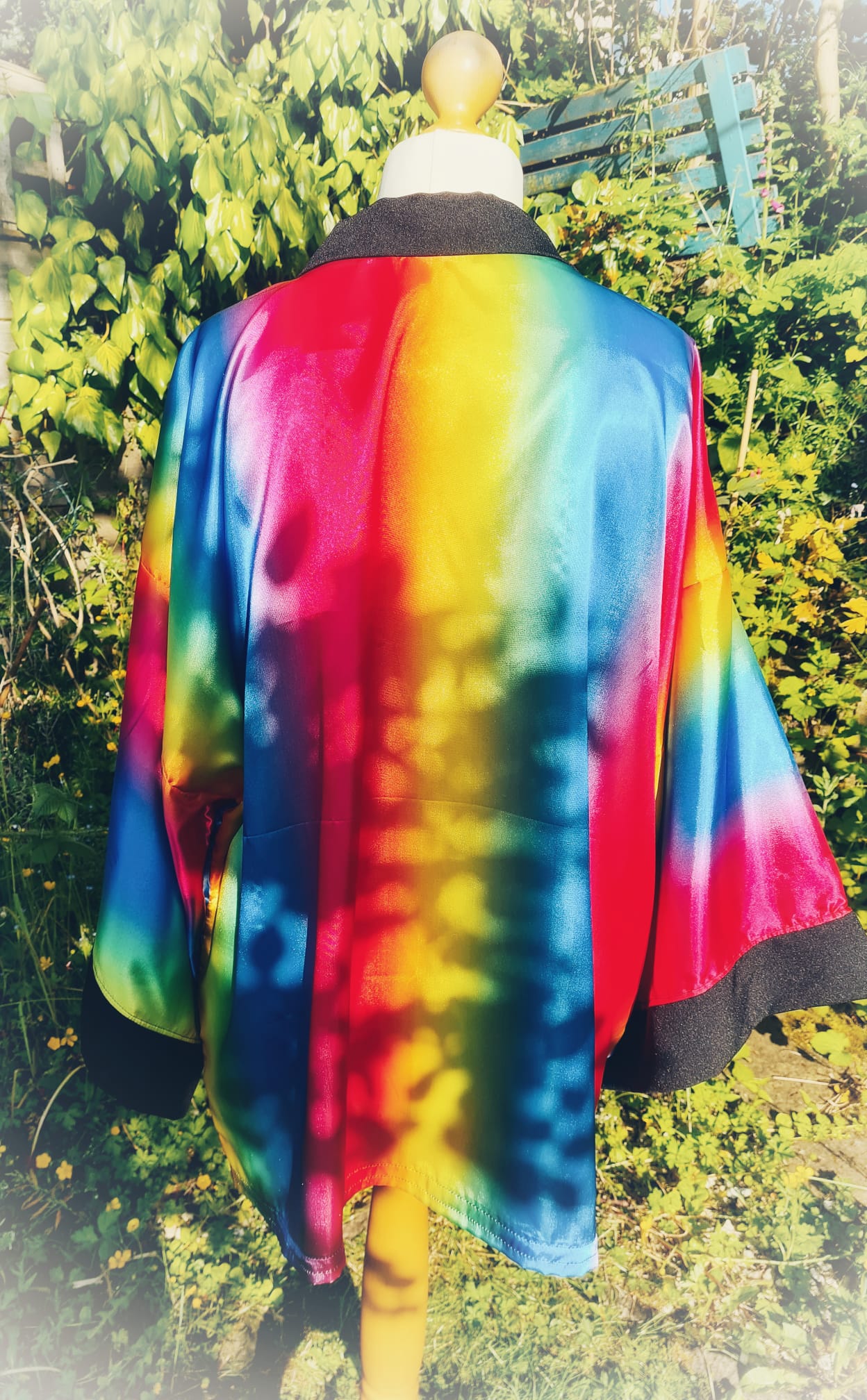 Handmade modern style Japanese kimono Rainbow pattern with edging ONE SIZE