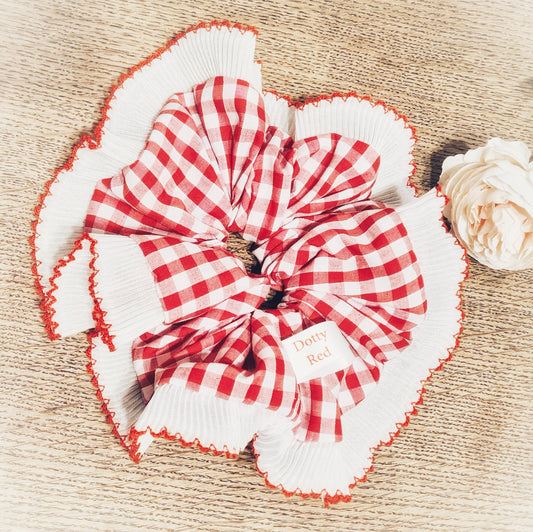 Ruffle Red gingham XL SCRUNCHIE  limited edition